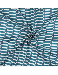 Indian cotton fabric block print Indra - Petrol blue