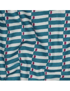 Indian cotton fabric block print Indra - Petrol blue 2