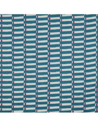 Indian cotton fabric block print Indra - Petrol blue