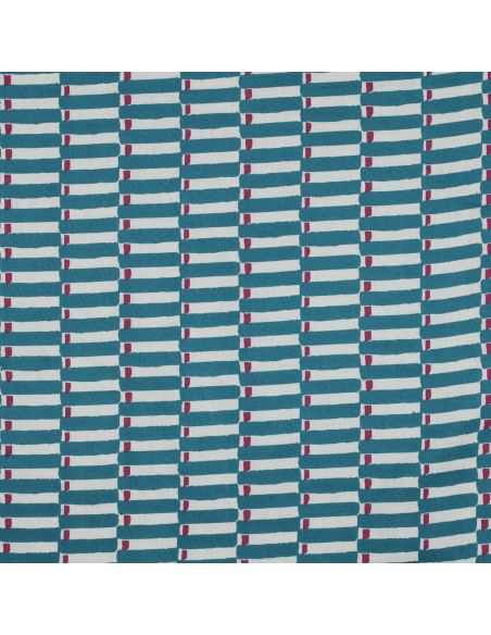 Indian cotton fabric block print Indra - Petrol blue