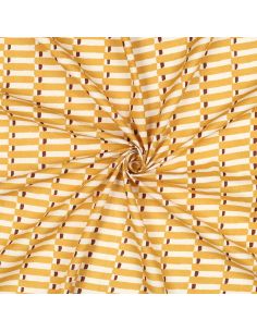Indian cotton fabric block print Indra - Ochre