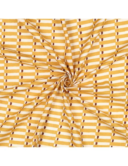 Indian cotton fabric block print Indra - Ochre