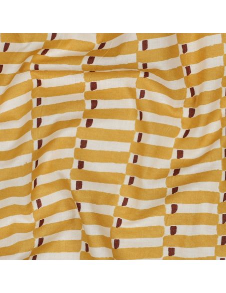Indian cotton fabric block print Indra - Ochre