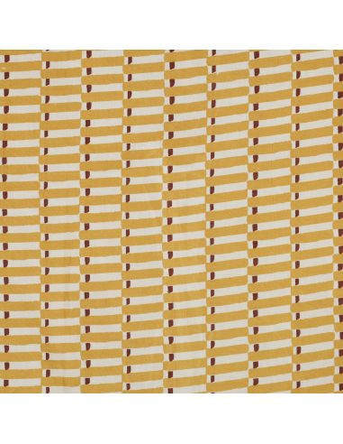 Indian cotton fabric block print Indra - Ochre