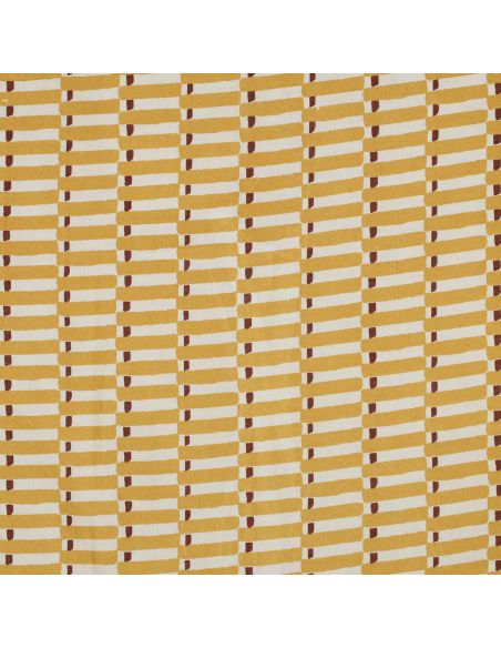 Indian cotton fabric block print Indra - Ochre