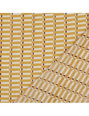Indian cotton fabric block print Indra - Ochre