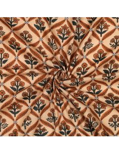 Indian cotton fabric block print Solenne - Copper