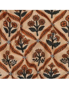 Indian cotton fabric block print Solenne - Copper 2