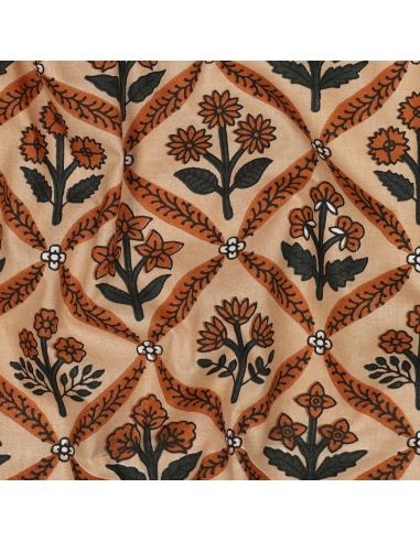 Indian cotton fabric block print Solenne - Copper