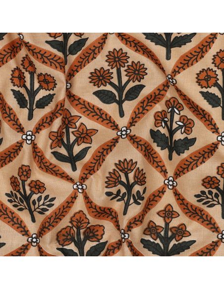 Indian cotton fabric block print Solenne - Copper