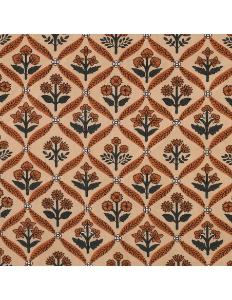 Indian cotton fabric block print Solenne - Copper
