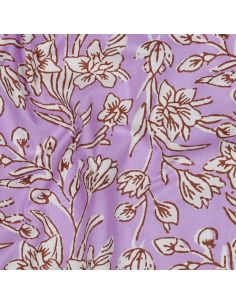 Indian cotton fabric block print Kirine - Lilac 2