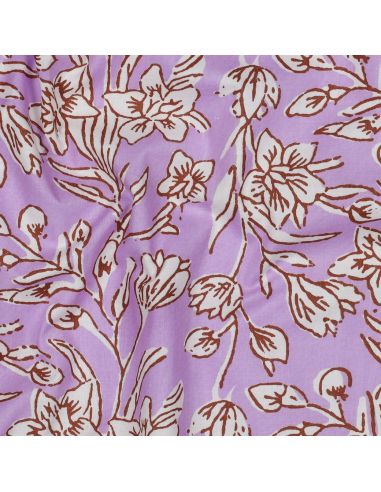 Indian cotton fabric block print Kirine - Lilac