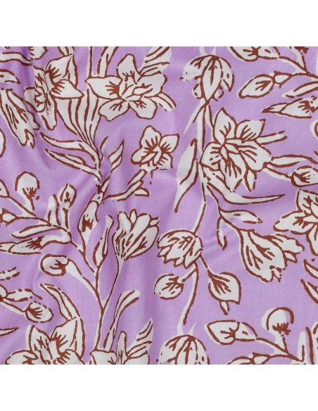 Indian cotton fabric block print Kirine - Lilac