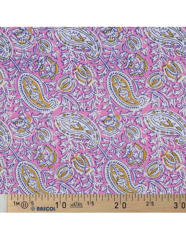 Indian cotton fabric block print Nalini - Pink