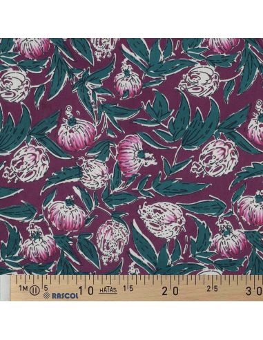 Indian cotton fabric block print Serina - Eggplant