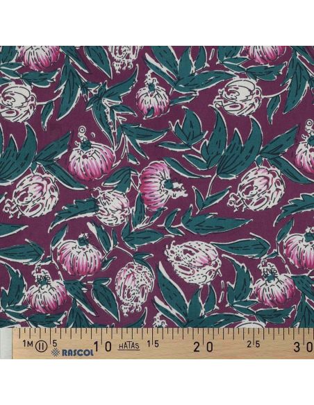 Indian cotton fabric block print Serina - Eggplant