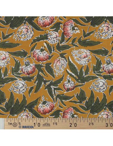 Indian cotton fabric block print Serina - Ochre
