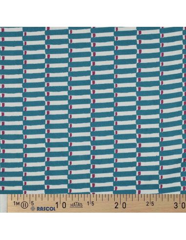 Indian cotton fabric block print Indra - Petrol blue