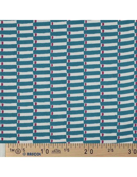 Indian cotton fabric block print Indra - Petrol blue