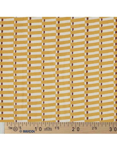 Indian cotton fabric block print Indra - Ochre