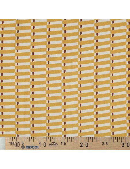 Indian cotton fabric block print Indra - Ochre
