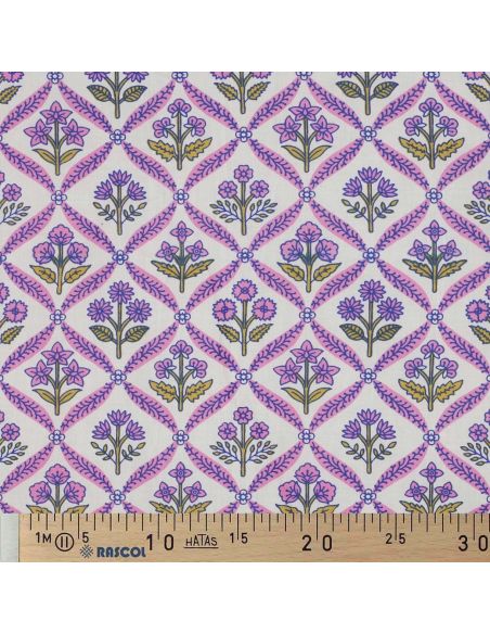 Indian cotton fabric block print Solenne - Pink