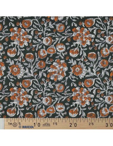 Indian cotton fabric block print Myrène - Green
