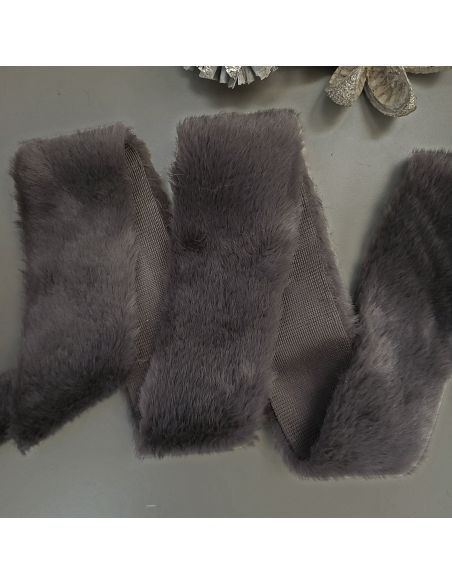 Faux fur ribbon - Slate gray