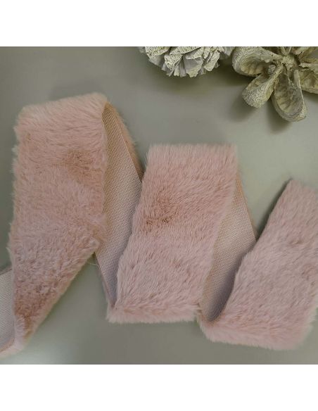 Faux fur ribbon - Old pink