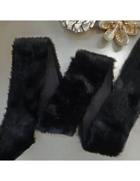Faux fur ribbon - Black