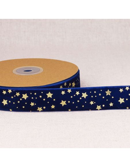 Christmas star velvet ribbon - Blue