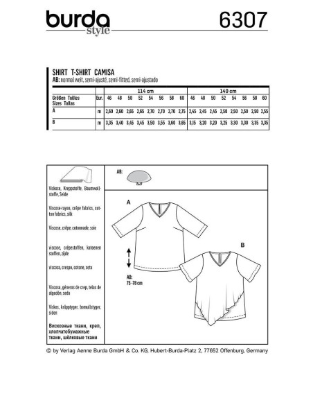 T-shirt pattern - Burda 6307