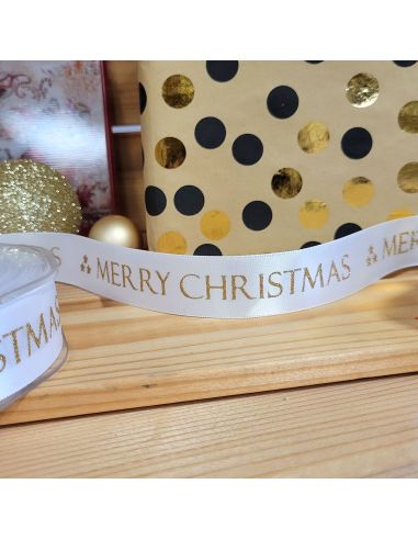 Merry Christmas Ribbon - White