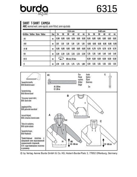 T-shirt pattern - Burda 6315