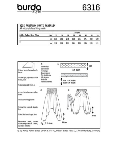 Pants pattern - Burda 6316