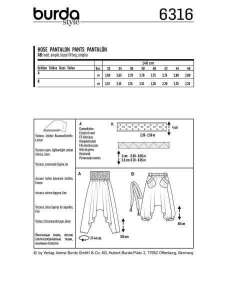 Pants pattern - Burda 6316