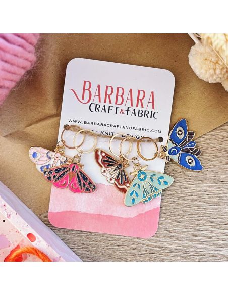 Set of 5 stitch marker rings - Colored butterfly