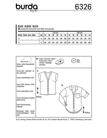 Blouse pattern - Burda 6326