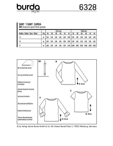 T-shirt pattern - Burda 6328