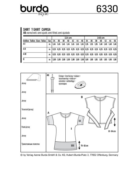 T-shirt pattern - Burda 6330