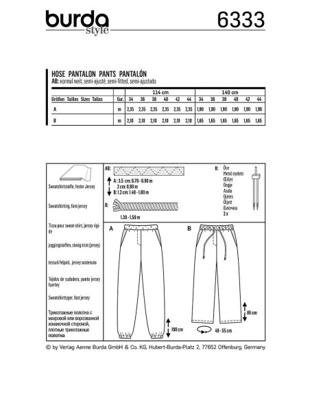 Pants pattern - Burda 6333