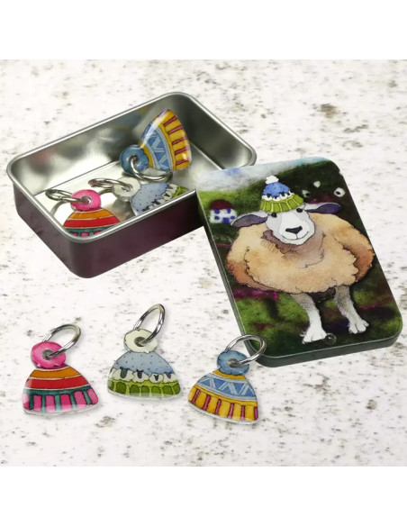 Set of 6 mesh marker rings - Sheep and hat
