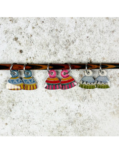 Set of 6 mesh marker rings - Sheep and hat 2