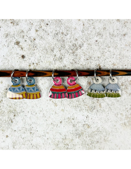 Set de 6 anneaux marqueurs de maille - Mouton et bonnet