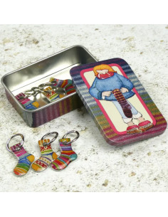 Set of 6 mesh marker rings - Knitter and sock