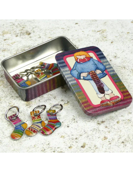 Set of 6 mesh marker rings - Knitter and sock