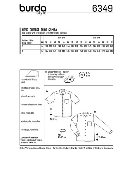 Shirt pattern - Burda 6349