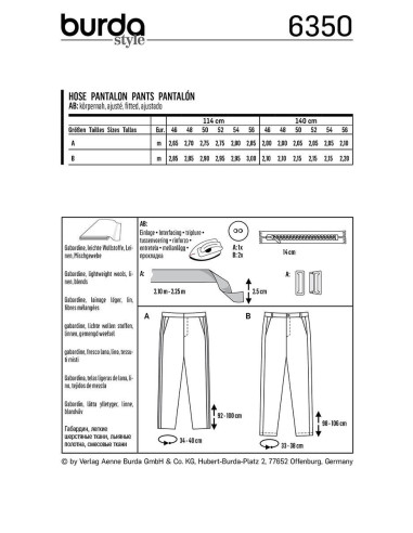 Pants pattern - Burda 6350