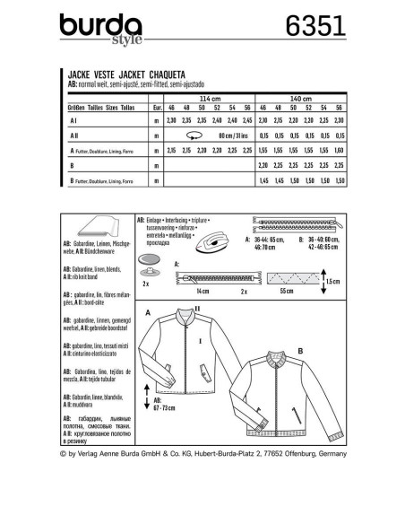 Jacket pattern - Burda 6351